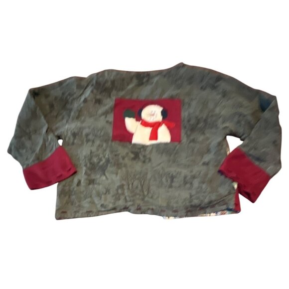 Vintage Handmade Christmas Reversible Jacket With Snowman & Birdhouse Appliqué - Picture 4 of 4